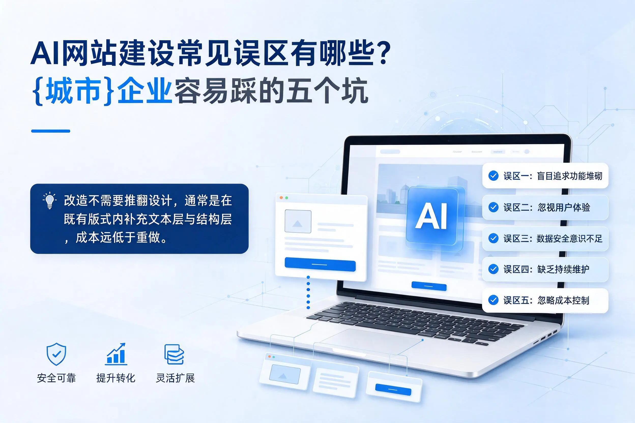 AI网站建设常见误区有哪些?玉溪企业容易踩的五个坑