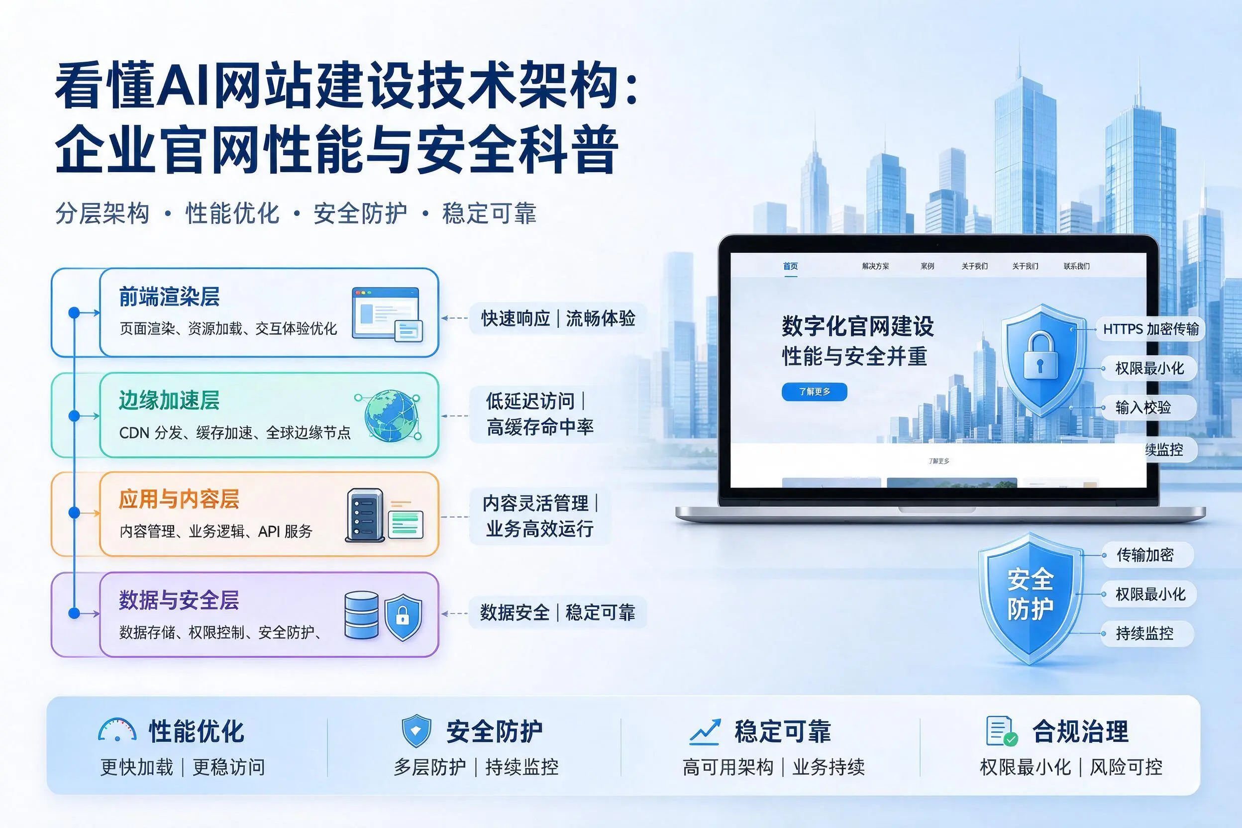看懂AI网站建设技术架构:玉溪企业官网性能与安全科普