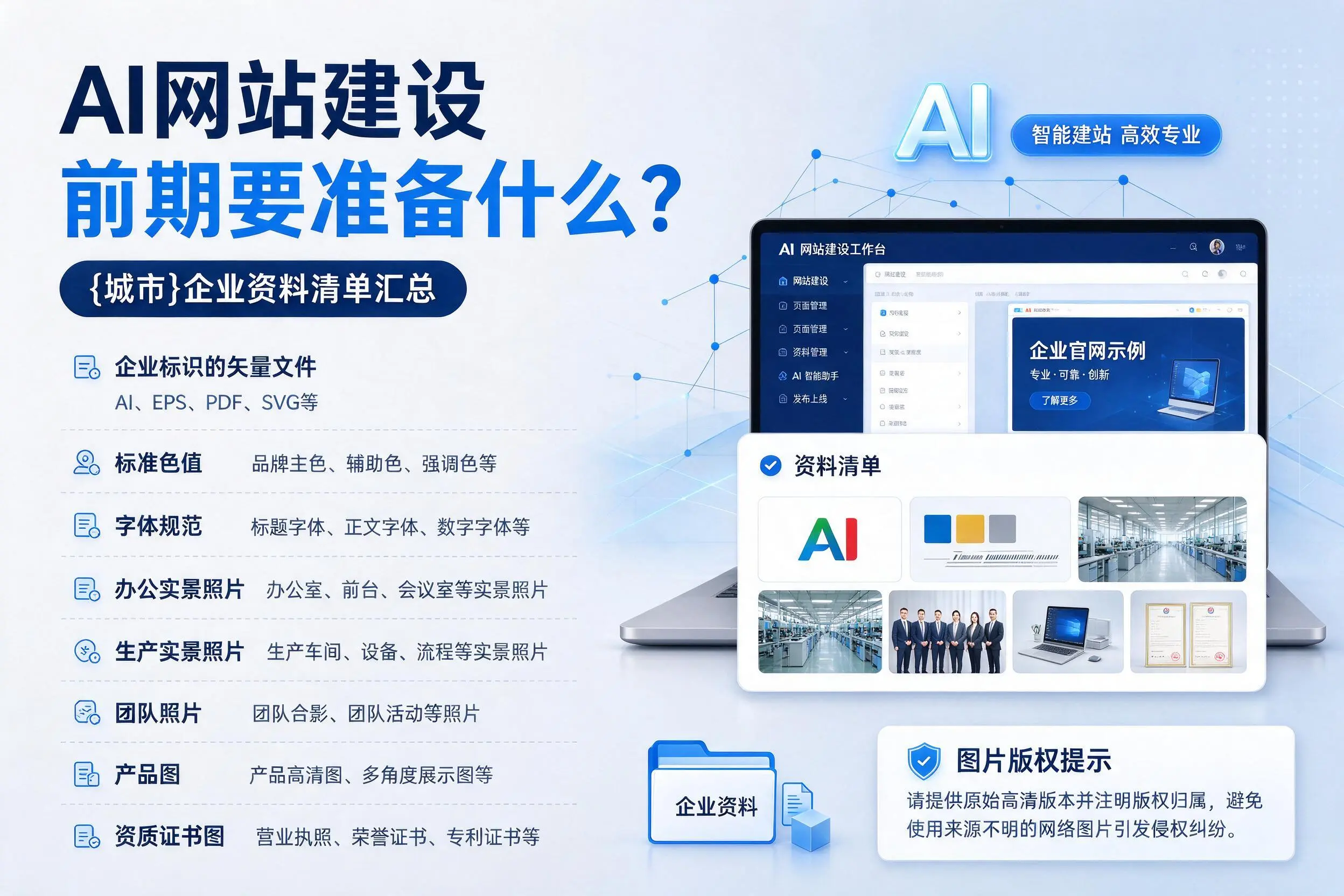 AI网站建设前期要准备什么?玉溪企业资料清单汇总