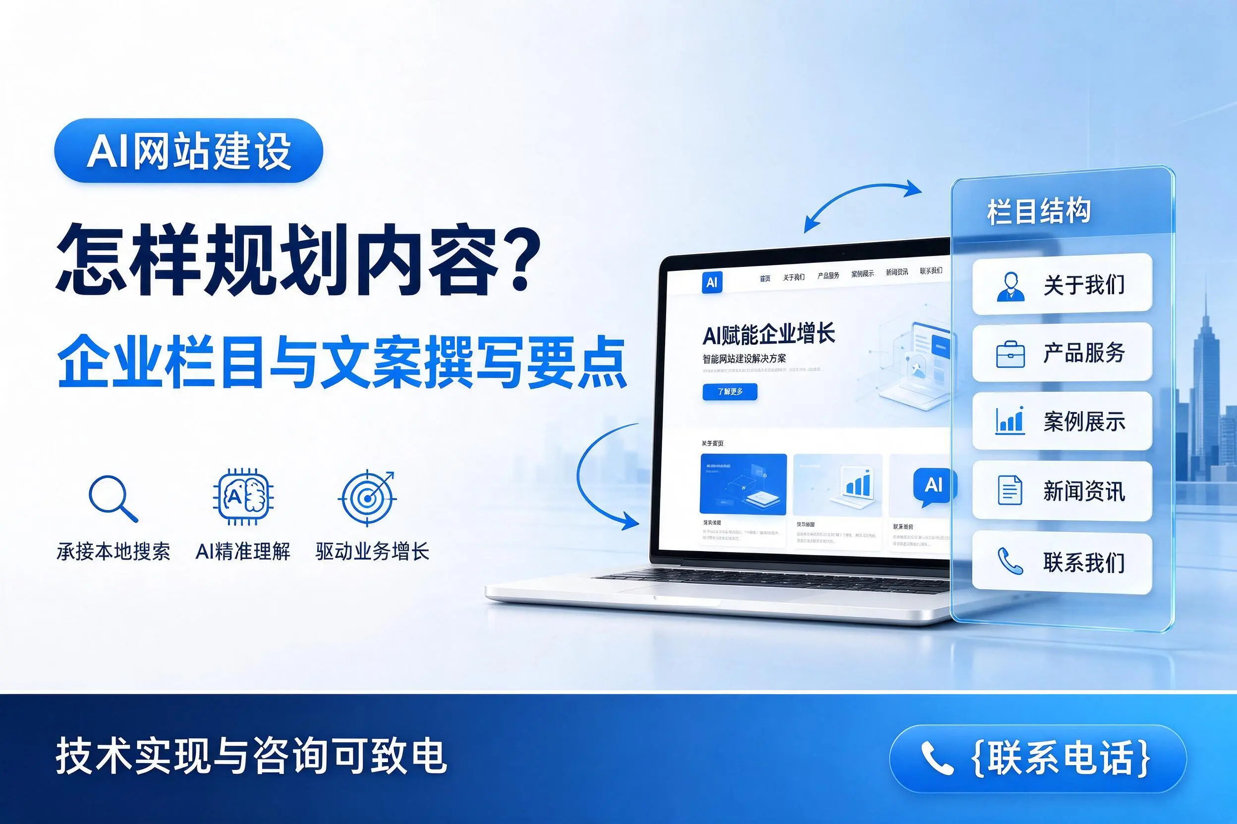 AI网站建设怎样规划内容?玉溪企业栏目与文案撰写要点