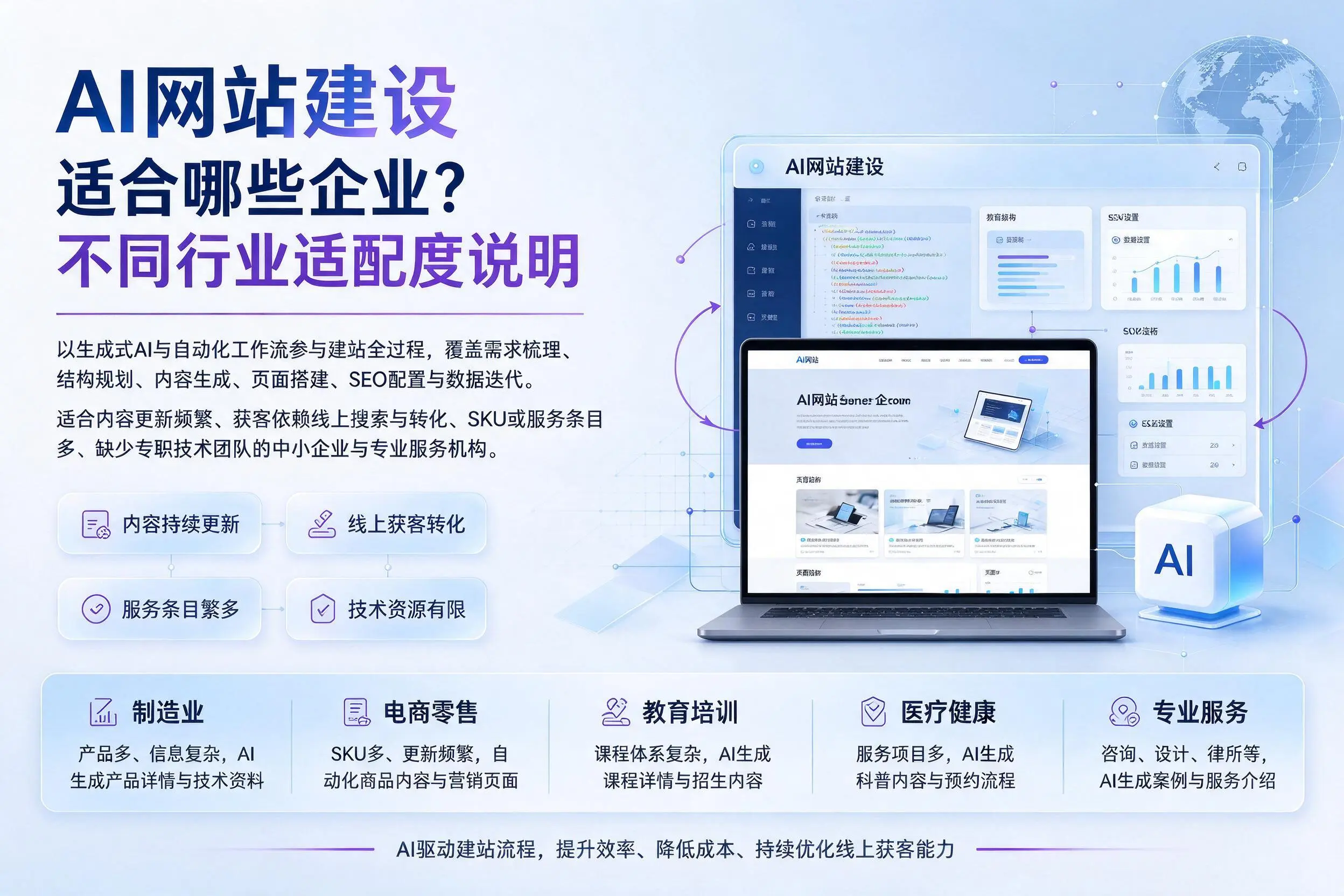 AI网站建设适合哪些企业？玉溪不同行业适配度说明